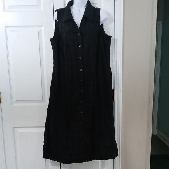 Susan Graver Style  button front linen blend casual dress Sz 1X EUC - Picture 1 of 9